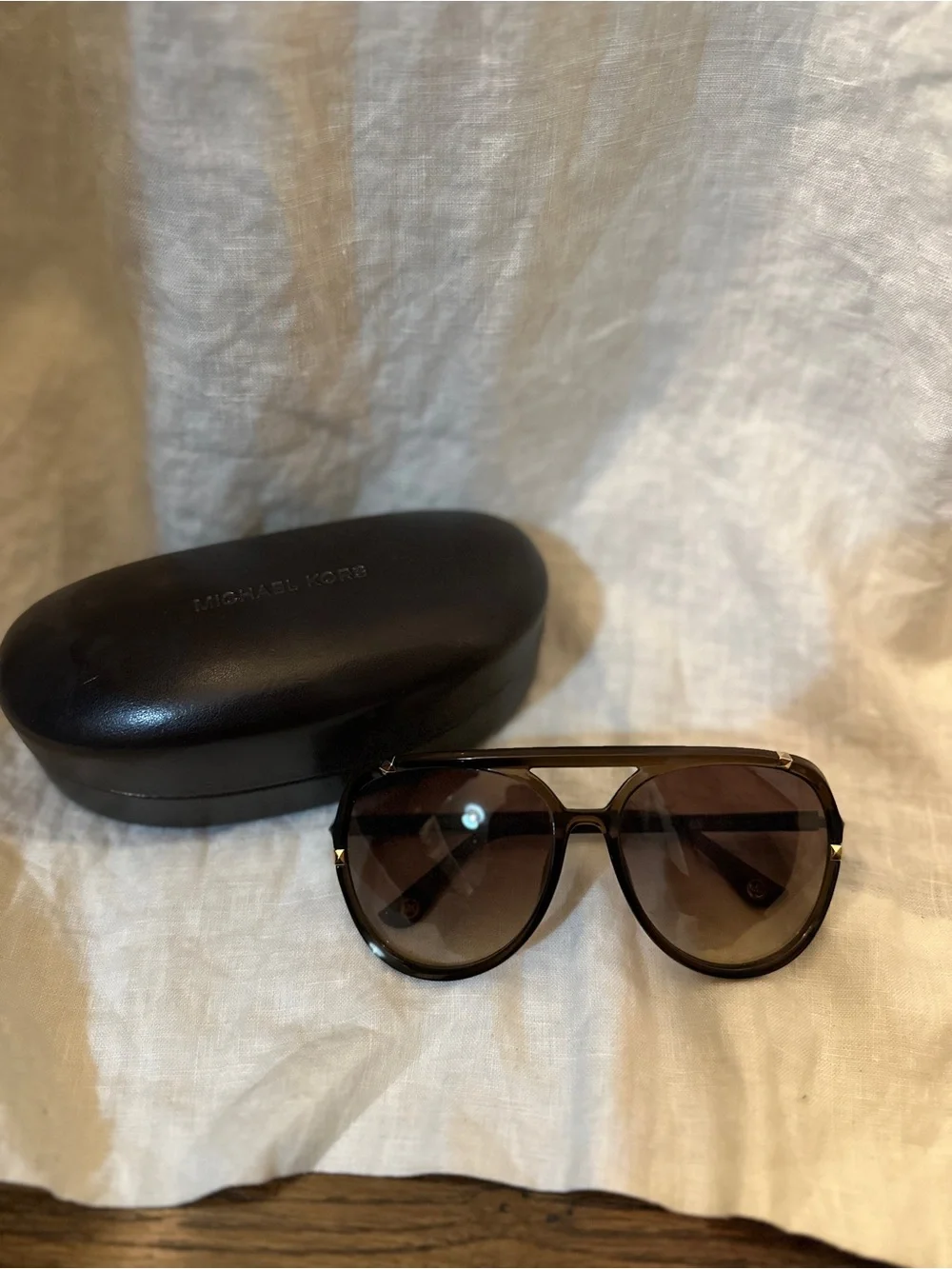Michael Kors Brown and Gold with Brown Gradient Lenses Aviator Sunglasses